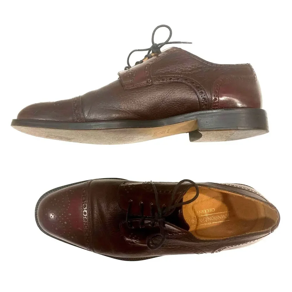 Johnston & Murphy Cellini OXBLOOD Wingtip Oxfords ITALY Brogues | 10M